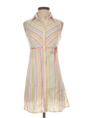 Autograph Pastel Striped Sleeveless Shirt Dress - Pink, Green, Yellow